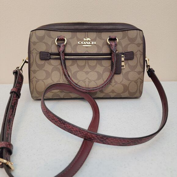 Coach Rowan PVC Leather & Snakeskin Trim Satchel Bag Purse H1981-F89005 - Picture 2 of 14